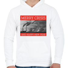 PRINTFASHION MERRY CRISIS - Férfi kapucnis pulóver - Fehér férfi pulóver, kardigán
