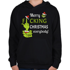 PRINTFASHION Merry f.cking christmas - Gyerek kapucnis pulóver - Fekete gyerek pulóver, kardigán
