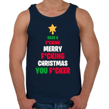 PRINTFASHION Merry Fcking Christmas Tree - Férfi atléta - Sötétkék atléta, trikó