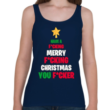 PRINTFASHION Merry Fcking Christmas Tree - Női atléta - Sötétkék női trikó