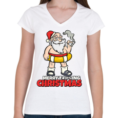 PRINTFASHION MERRY FUCKING CHRISTMAS 3 - Női V-nyakú póló - Fehér
