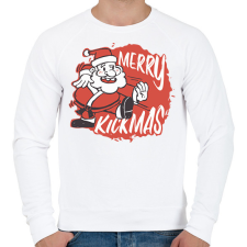PRINTFASHION Merry Kickmas - Férfi pulóver - Fehér férfi pulóver, kardigán