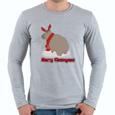 PRINTFASHION Merry Kiss my ass capybara - Férfi hosszú ujjú póló - Sport szürke
