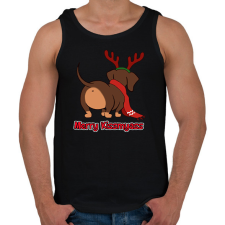 PRINTFASHION Merry Kiss my ass tacskó - Férfi atléta - Fekete atléta, trikó