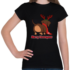 PRINTFASHION Merry Kiss my ass tacskó - Női póló - Fekete