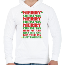 PRINTFASHION Merry Kissmy*ss - Férfi kapucnis pulóver - Fehér férfi pulóver, kardigán