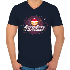 PRINTFASHION Merry Merry Christmas! - Férfi V-nyakú póló - Sötétkék
