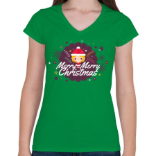 PRINTFASHION Merry Merry Christmas! - Női V-nyakú póló - Zöld női póló