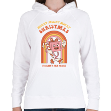 PRINTFASHION Merry merry merry - Női kapucnis pulóver - Fehér női pulóver, kardigán