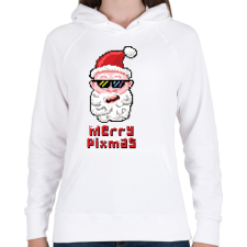 PRINTFASHION Merry Pixmas Karácsonyi ajándék - Női kapucnis pulóver - Fehér női pulóver, kardigán