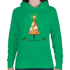 PRINTFASHION Merry Pizzamas pizzalapáttal - Női kapucnis pulóver - Zöld női pulóver, kardigán