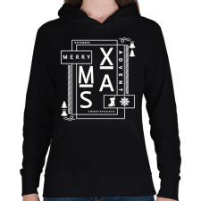 PRINTFASHION Merry Xmas - Női kapucnis pulóver - Fekete női pulóver, kardigán