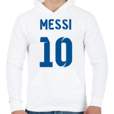 PRINTFASHION Messi 10 kék - Férfi kapucnis pulóver - Fehér férfi pulóver, kardigán