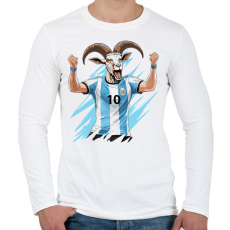 PRINTFASHION Messi a GOAT - Férfi hosszú ujjú póló - Fehér
