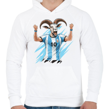 PRINTFASHION Messi a GOAT - Férfi kapucnis pulóver - Fehér férfi pulóver, kardigán