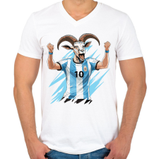 PRINTFASHION Messi a GOAT - Férfi V-nyakú póló - Fehér férfi póló