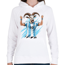 PRINTFASHION Messi a GOAT - Női kapucnis pulóver - Fehér női pulóver, kardigán