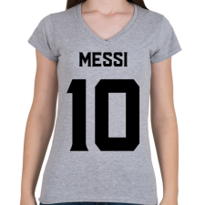 PRINTFASHION MESSI BLACK - Női V-nyakú póló - Sport szürke női póló