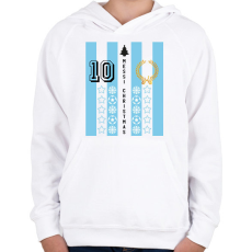 PRINTFASHION Messi Christmas - Gyerek kapucnis pulóver - Fehér