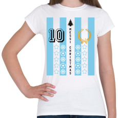 PRINTFASHION Messi Christmas - Női póló - Fehér