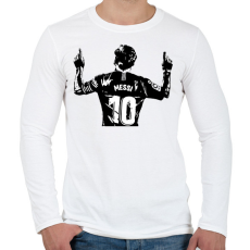 PRINTFASHION Messi - Férfi hosszú ujjú póló - Fehér