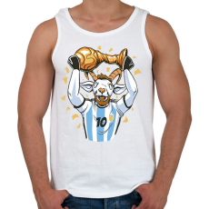 PRINTFASHION Messi - The Goat - Férfi atléta - Fehér