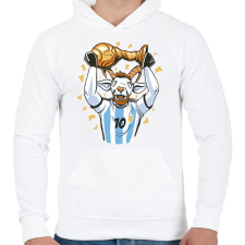 PRINTFASHION Messi - The Goat - Férfi kapucnis pulóver - Fehér férfi pulóver, kardigán