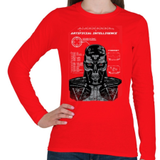 PRINTFASHION Mesterséges intelligencia - Női hosszú ujjú póló - Piros női póló