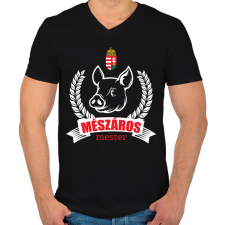 PRINTFASHION Mészáros mester - Férfi V-nyakú póló - Fekete férfi póló