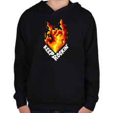 PRINTFASHION Metál láng - Gyerek kapucnis pulóver - Fekete