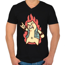 PRINTFASHION Metal maci - Férfi V-nyakú póló - Fekete