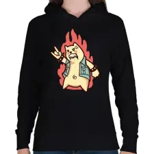 PRINTFASHION Metal maci - Női kapucnis pulóver - Fekete női pulóver, kardigán