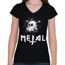PRINTFASHION metal - Női V-nyakú póló - Fekete női póló