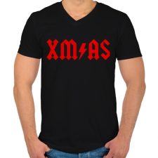 PRINTFASHION Metal XMAS - Férfi V-nyakú póló - Fekete férfi póló