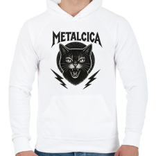 PRINTFASHION metalcica bw - Férfi kapucnis pulóver - Fehér férfi pulóver, kardigán