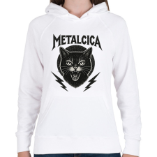 PRINTFASHION metalcica bw - Női kapucnis pulóver - Fehér női pulóver, kardigán