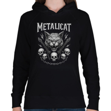 PRINTFASHION metalicat1 - Női kapucnis pulóver - Fekete