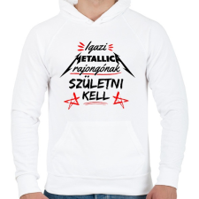PRINTFASHION Metallica rajongók - Férfi kapucnis pulóver - Fehér férfi pulóver, kardigán