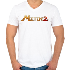 PRINTFASHION Metin2 logo - Férfi V-nyakú póló - Fehér férfi póló