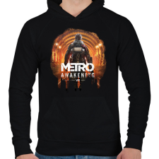 PRINTFASHION Metro Awakening - Férfi kapucnis pulóver - Fekete férfi pulóver, kardigán