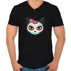 PRINTFASHION Mexikói cukorkoponya - Férfi V-nyakú póló - Fekete