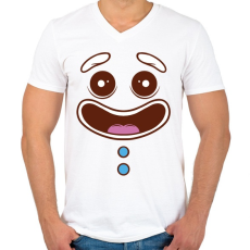 PRINTFASHION Mézeskalács arc - Férfi V-nyakú póló - Fehér