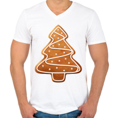 PRINTFASHION Mézeskalács fenyő - Férfi V-nyakú póló - Fehér