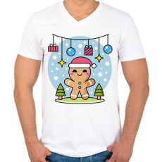 PRINTFASHION Mézeskalács - Férfi V-nyakú póló - Fehér