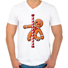 PRINTFASHION Mézeskalács - Férfi V-nyakú póló - Fehér