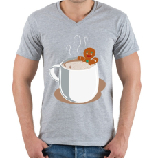 PRINTFASHION Mézi jakuzzi - Férfi V-nyakú póló - Sport szürke