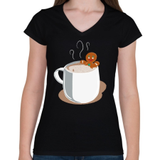 PRINTFASHION Mézi jakuzzi - Női V-nyakú póló - Fekete női póló