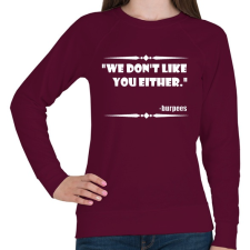 PRINTFASHION Mi se kedveljük egymást - burpees - Női pulóver - Bordó női pulóver, kardigán