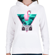 PRINTFASHION Miami flamingo - Női kapucnis pulóver - Fehér női pulóver, kardigán