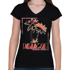 PRINTFASHION Miami  - Női V-nyakú póló - Fekete női póló